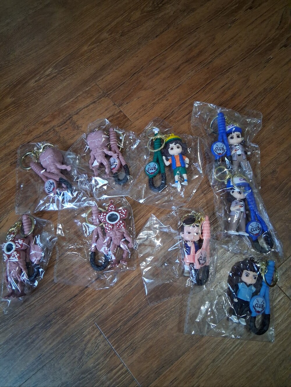 Assorted Character Keychain Set - Club-Branded Pink & Blue Charms